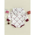 thumbnail image 4 of Wassery Newborn Baby Girls Christmas Romper Outfit Long Sleeve Elk Print Hoodie Bodysuits 3 6 9 12 18 Months Infant Girls Christmas Clothes Costume 0-18M, 4 of 9