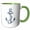 Green/White, variant on 3drose, Nautical Anchor Ocean Theme, 11oz Two-tone Yellow Mug