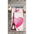 thumbnail image 3 of Ambesonne Eiffel Tower Quilted Bedspread Set 2 Pcs, Romance Love Art, Twin Size, Fuchsia Brown, 3 of 3