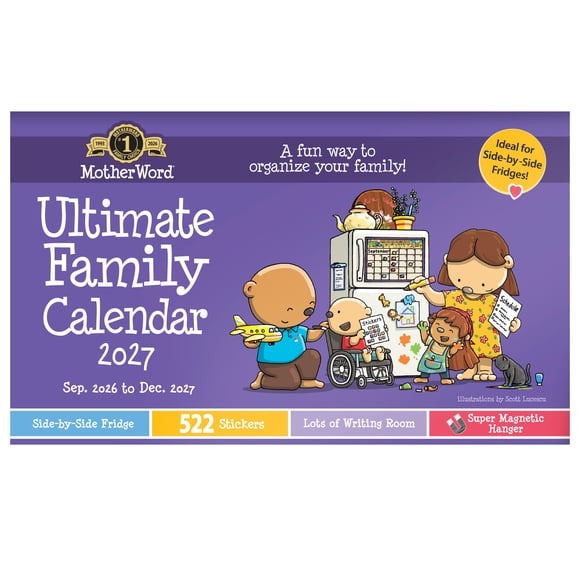 2027 Motherword Magnetic Fridge Wall Calendar, English