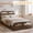 Walnut, variant on PYY Space-Saving Twin XL Size Wooden Platform Bed Frame with Storage Headboard & Raised Footboard – Sturdy Wood Slats, No Box Spring Needed, Easy Assembly – Walnut, Twin XL Size