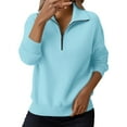 thumbnail image 3 of Quarter Zip Sweater Women, Yigetop Women Tops Quarter Zip Fall Winter Tunics V Neck Collared Outfits Loose Fit Casual Oversized Pullover 1/4 Zip Pullover Women, Sky Blue 3XL, 3 of 6