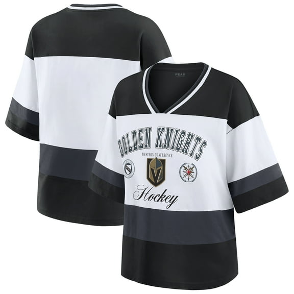 Women's WEAR by Erin Andrews Black/White Vegas Golden Knights Jersey Style Tee