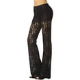 thumbnail image 2 of iB-iP Women's Eyelet Lace Crochet Slim Fit And Flare Wide Leg Low Waist Trouser, 2 of 3