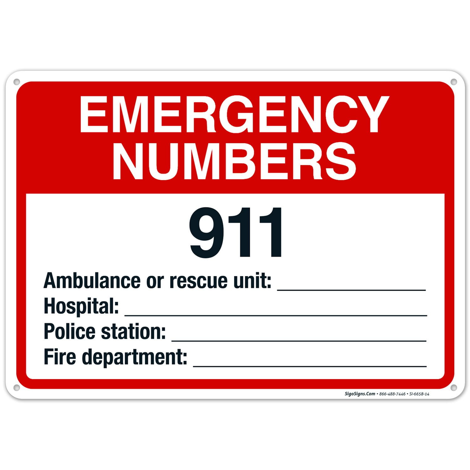 Emergency Numbers Sign, Pool Sign, - Walmart.com