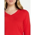 thumbnail image 5 of Time and Tru Women's Slim V-Neck Tee with Long Sleeves, Sizes XS-XXXL, 5 of 6
