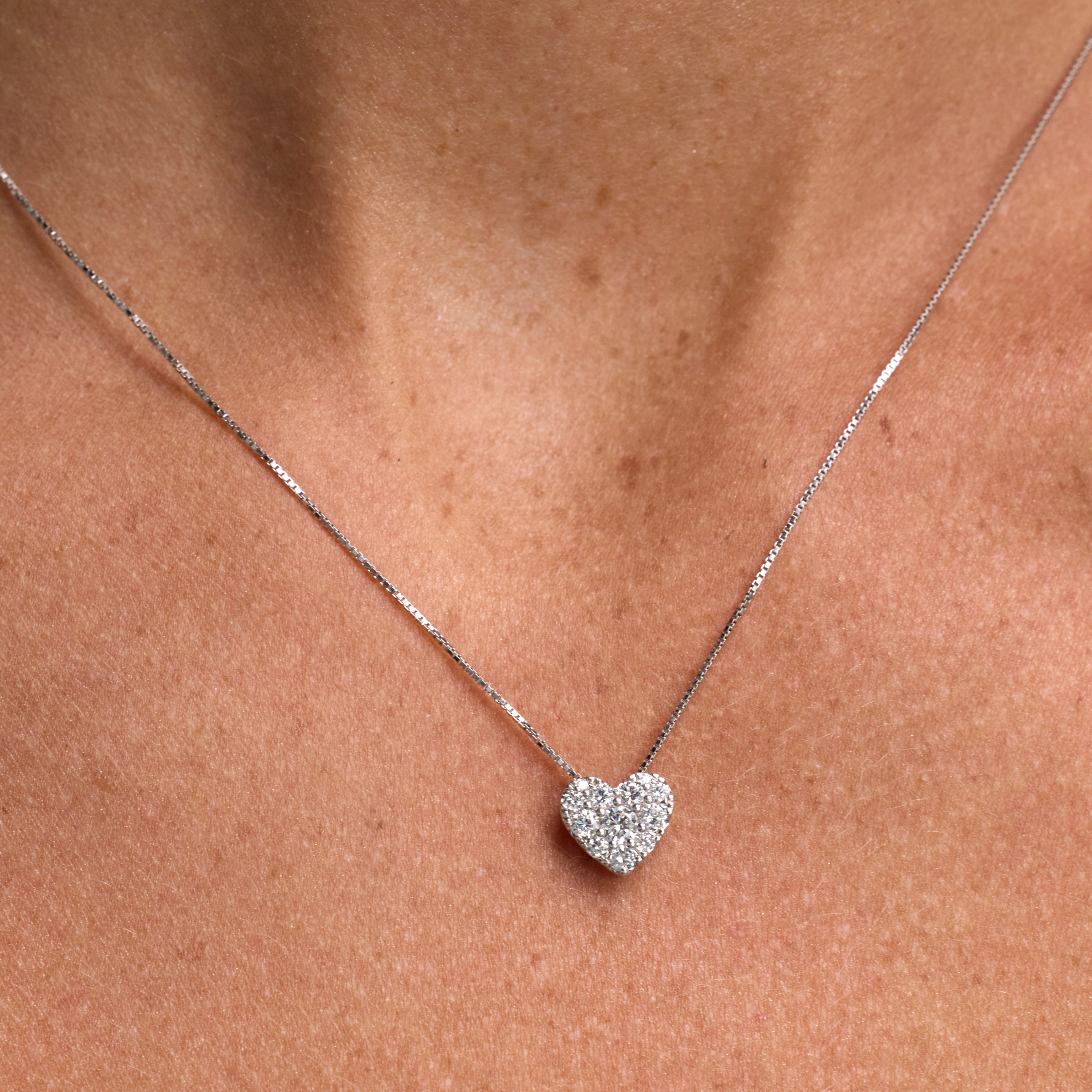Unique Moments 1/2 Ct Round Lab Grown Diamond Heart Pendant in Silver for Women (J-SI-I1)