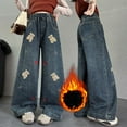 thumbnail image 2 of KEXE Girls Wide Leg Jeans Girls Jeans Size 14-16 Jeans For Girls Baggy Wide Leg Cute High Elastic Waisted Denim Pants Y2K Boyfriend Skater Streetwear, 2 of 7
