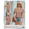 thumbnail image 7 of Hibeli Women's Lapel Collar Zip-Up Short Sleeve Summer Top, 7 of 7