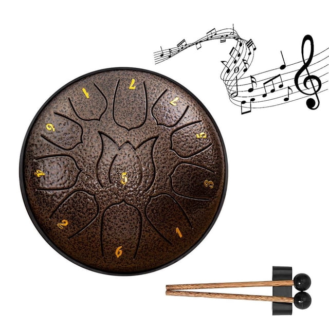 BQLQBQLQ 6 Inch 11 Tone Steel Tongue Drum Hand Pan Drum Drumstick Percussion Instrum