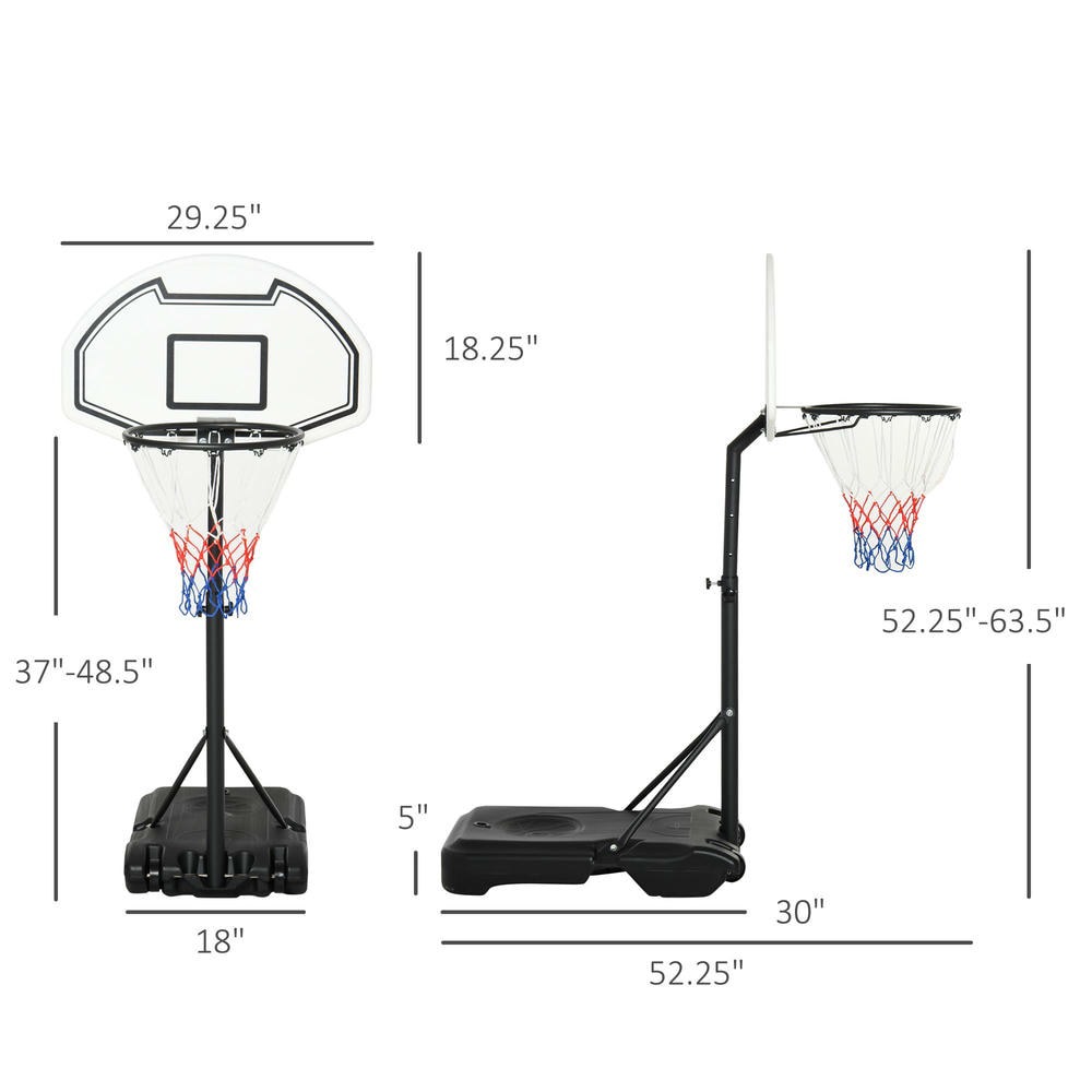 Barara King Basketball Hoop Stand with 30" Backboard and Height Adjustable for Indoor, Outdoor, Kids, Youth Adults, Black