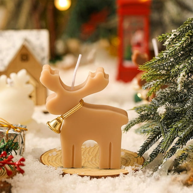 Vela de Aromaterapia con Forma de Ciervo Navideño | Vela de Cera con Aroma Navideño En Forma de Ciervo | Colores Beige, Blanco, Rojo y Café | Decoración Relajante de Aromaterapia | Adorno Navideño pa
