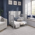 thumbnail image 4 of Dream On Me Bellport 4 in 1 Convertible Mini/Portable Crib in Pebble Grey, Non-Toxic Finish, Made of Sustainable New Zealand Pinewood, with 3 Mattress Height Settings, 4 of 9