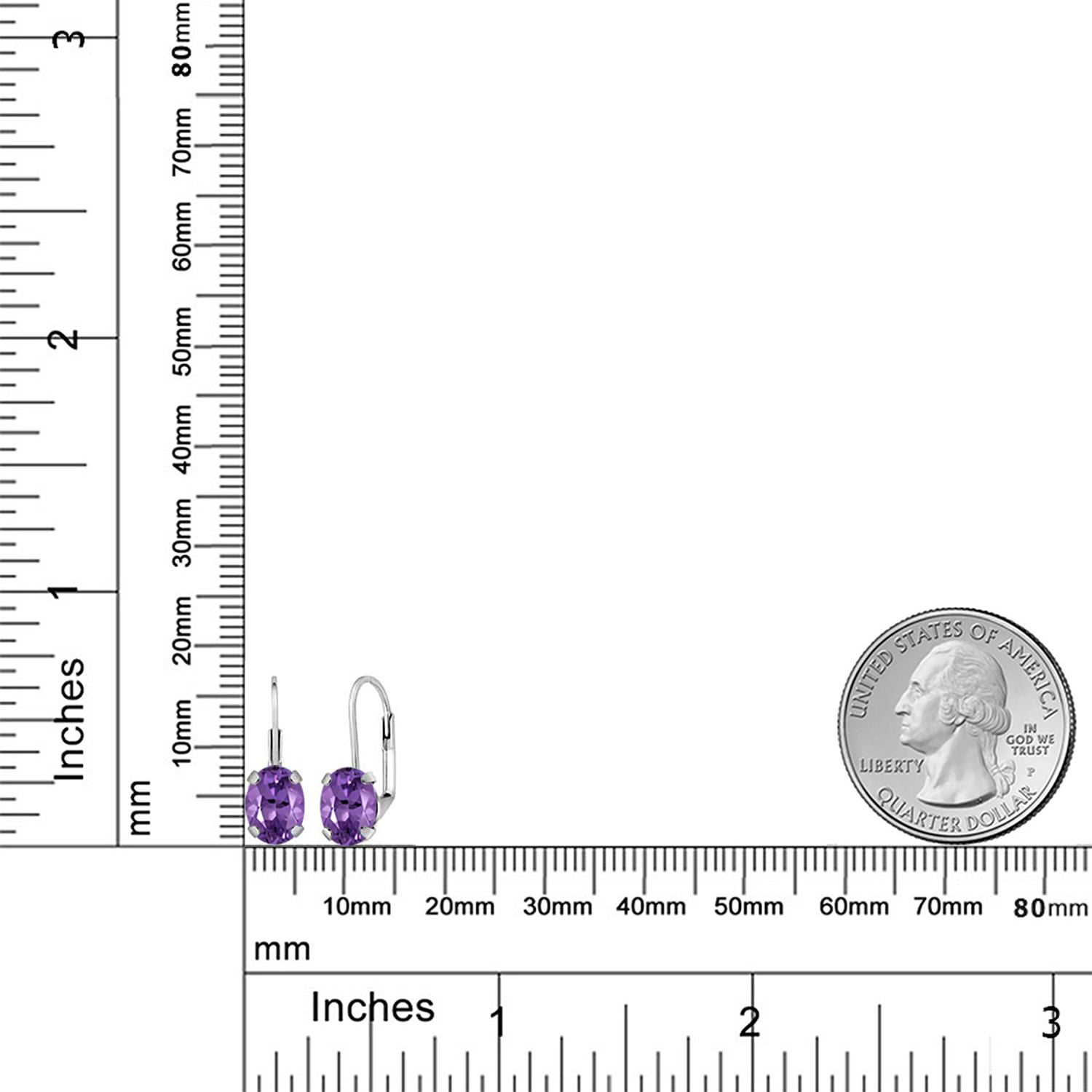 Gem Stone King 925 Sterling Silver Purple Amethyst Earrings for Women (2.20 Cttw, Gemstone Birthstone, Oval 8X6MM)