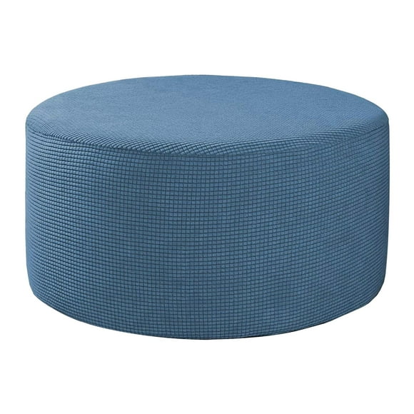 Stretch Ottoman Cover Ottoman Slippers Round for Living Room Foot Stool Stretch Blue