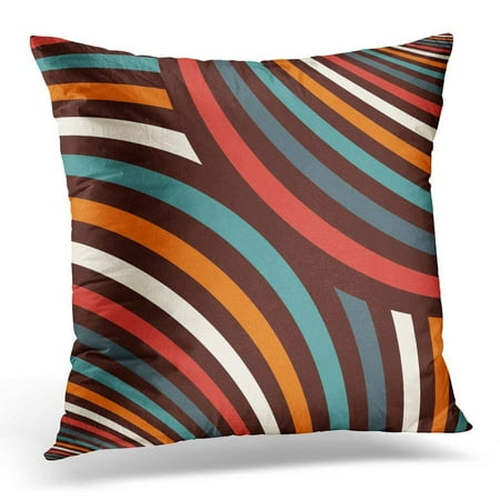 - ARHOME Blue Stripe Striped Pattern Repeated Wavy Lines Bright Abstract Geometric Style Design Brown Oval Pillow Case Pillow Cover 18x18 inch