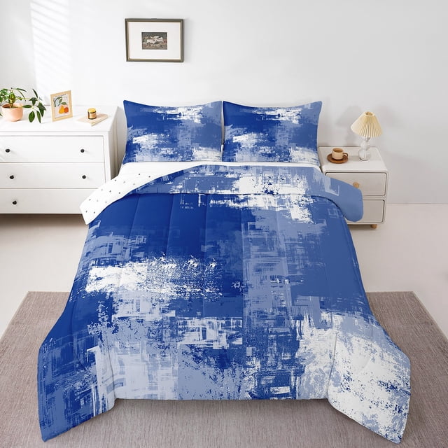 Erosebridal Gradient Ombre Bedding King Comforter Set,Abstract Artwork Bedding Sets King with Comforter,Microfiber Reversible Comforter Sets King Size,Oil Painting Decor,3pcs