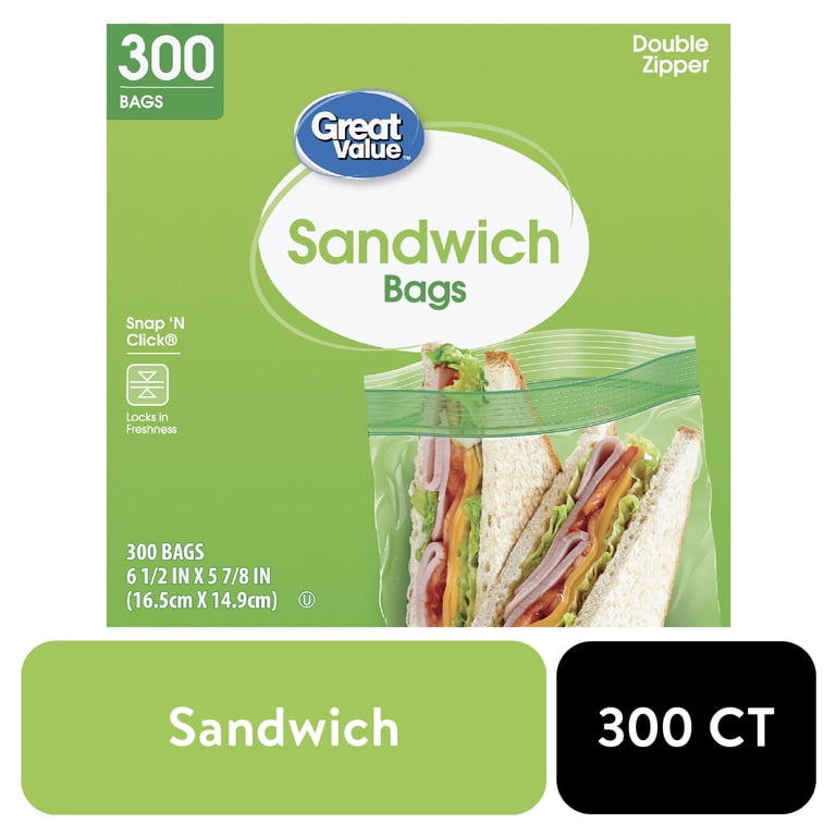 2 pack) Great Value Double Zipper Sandwich Bags, 300 Count