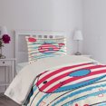 thumbnail image 2 of Ambesonne Cartoon Quilted Coverlet 2 Pcs, Fish Sailor Marine Sea, Twin Size, Cream Red Blue, 2 of 4