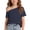 Dark Blue 1, variant on HAiming Girls Tops off the Shoulder Short Sleeve Striped Color Block T Shirts Loose Casual Fashion Tee Summer Vacation Workout Blouses