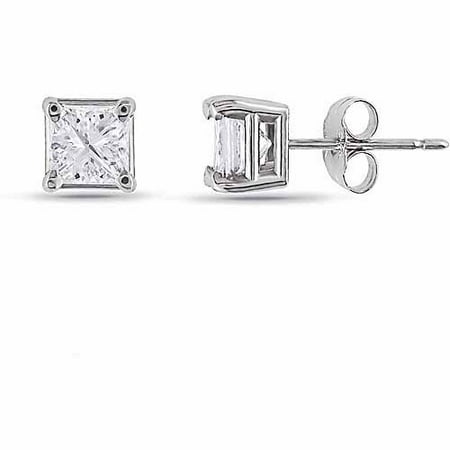 1 Carat T.W. Princess-Cut Diamond Solitaire 14kt White Gold Stud Earrings