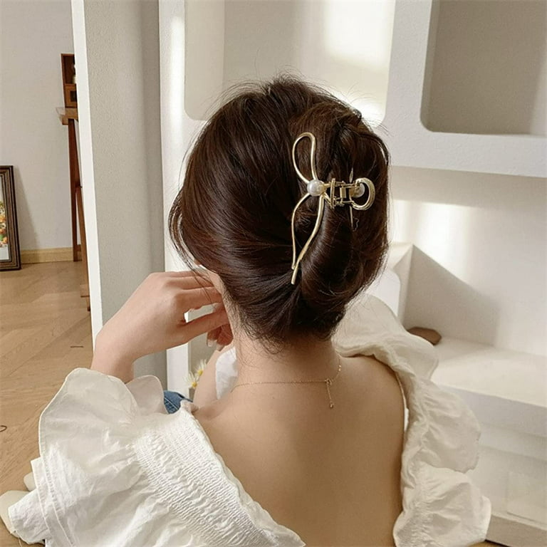 Little Thing Market Korean Handmade Bow Tie Pearl Hair Clip White
