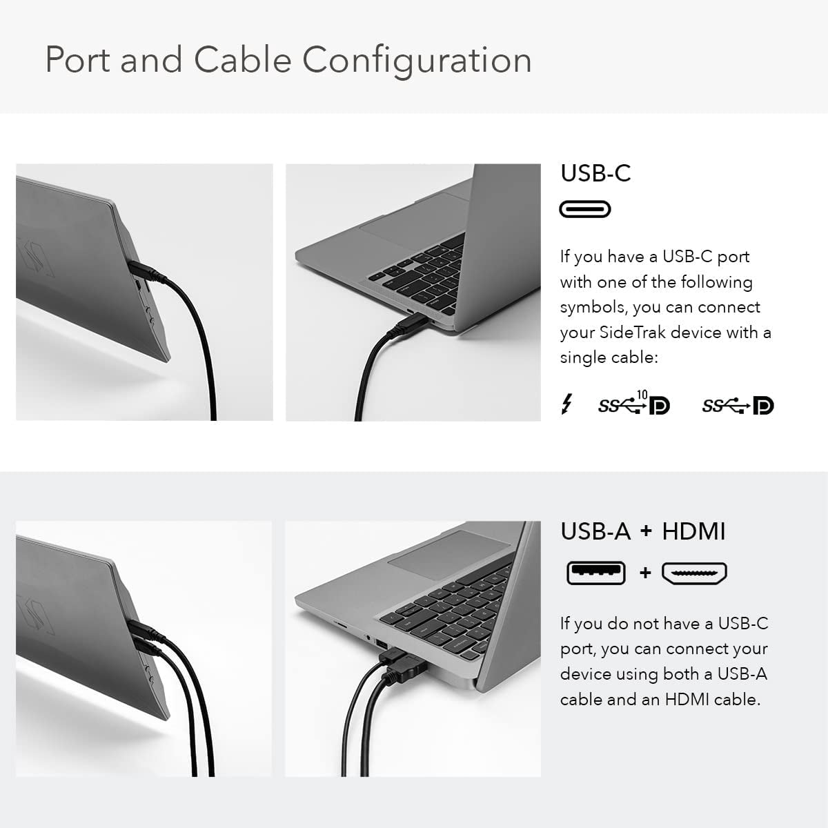 SideTrak Swivel 14" Attachable Portable Laptop Monitor FHD IPS USB Laptop Dual Screen with Kickstand | Mac, PC, & Chrome Compatible | Fits All Laptop Sizes | USB-C or Mini HDMI Powered (Dark Silver)