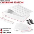 thumbnail image 2 of Bamboo Charging Station for Multiple Devices (White) Wood Device Organizer, Desk Docking Stand for Cell-Phone Charger, Compatible with Apple, Android, iPad, iPhone, Tablet, Laptop, 2 of 5