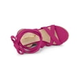 thumbnail image 4 of BLISSFUL STEP Women's Shoes Lace Up Espadrilles Wedge Heel Platform Open Toe Sandals Hot Pink 9, 4 of 8