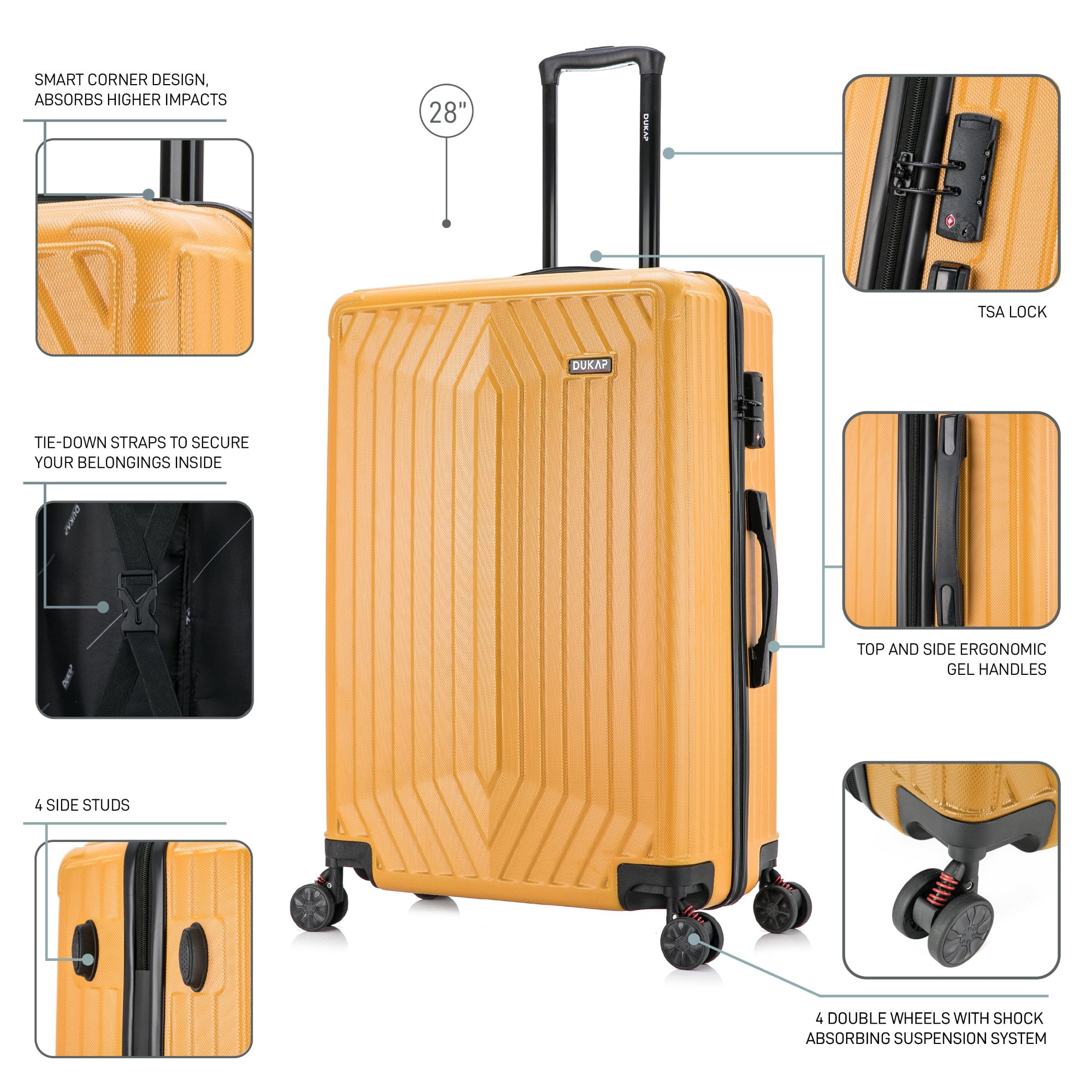 DUKAP Stratos 3-Piece Hardside Lightweight Luggage Sets with Wheels Handle Trolley, (20"/24"/28"), Terracota
