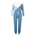 thumbnail image 5 of CHOK Womens Sport Set Long Sleeve Patchwork Color with Loose Cozy Petite Sweatpant Trendy Fall Winter Suits (X-Large  Pink), 5 of 5