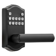 KFFKFF Keyless Entry Door Lock with Handle, Electronic Door Lever with Keypad, Programmable User Codes, Keyed Access, Auto Locking, Privacy Password Protection, Illuminated Keypad