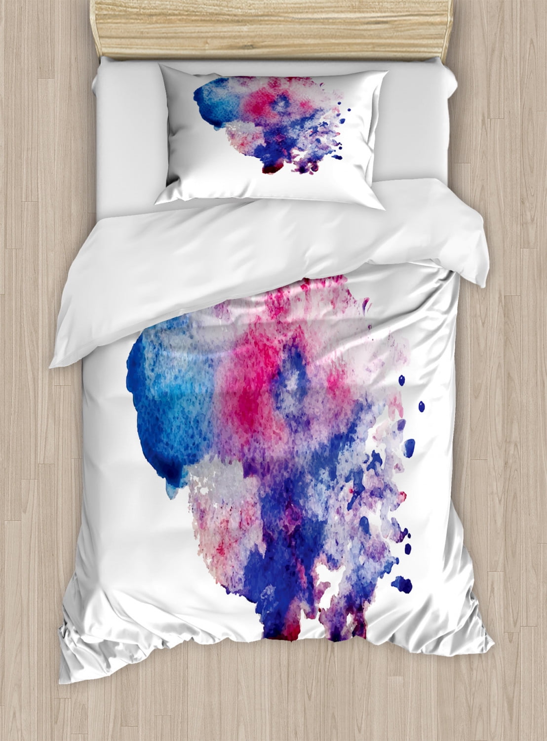 Brushstrokes Watercolors Print Kids Quilted Bedspread /& Pillow Shams Set