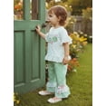 thumbnail image 5 of St. Patrick's Day Baby Girl Outfit Shamrock Short Sleeve Tops Plaid Bell Bottoms Flared Pants Set Infant Toddler Summer Clothes, 5 of 10