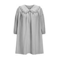 thumbnail image 3 of VBTAPA Women's Babydoll Mini Dress Puff Sleeve Plaid Dresses Cute Doll Collar Summer Dresses Loose Comfy Casual Beach Dress Holiday Sales Gray M, 3 of 6