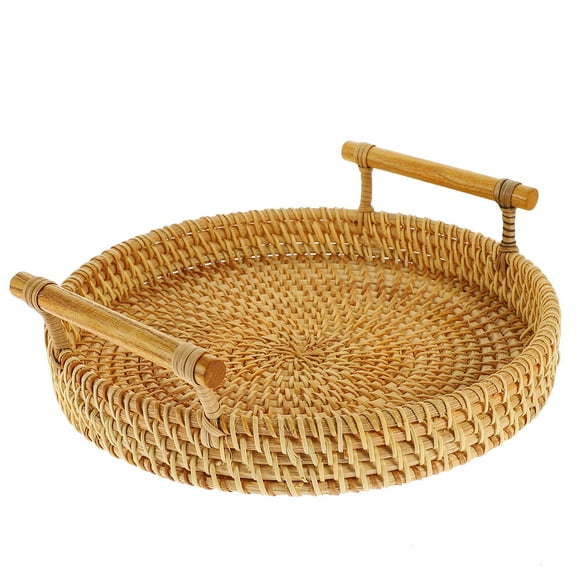 Raindrops Woven Rattan Kitchen Bread Basket Khaki Color Storage Organizer 1 Piece