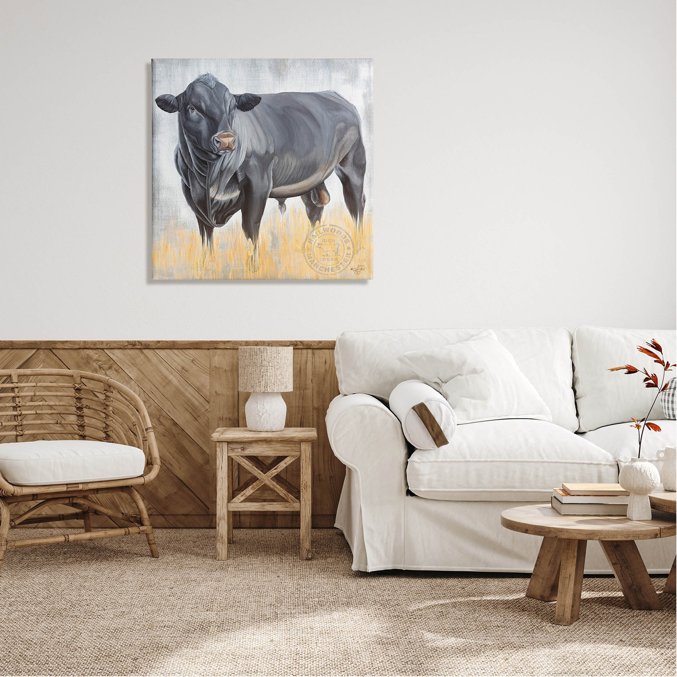 Stoic Cattle Farm Portrait Animals & Insects Graphic Art Gallery Wrapped Canvas Print Wall Art