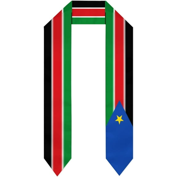 DABOYOZHZH South Sudan Flag Graduation Shawl Sash Stole Wraps Scraf For International Study Pride Women Men