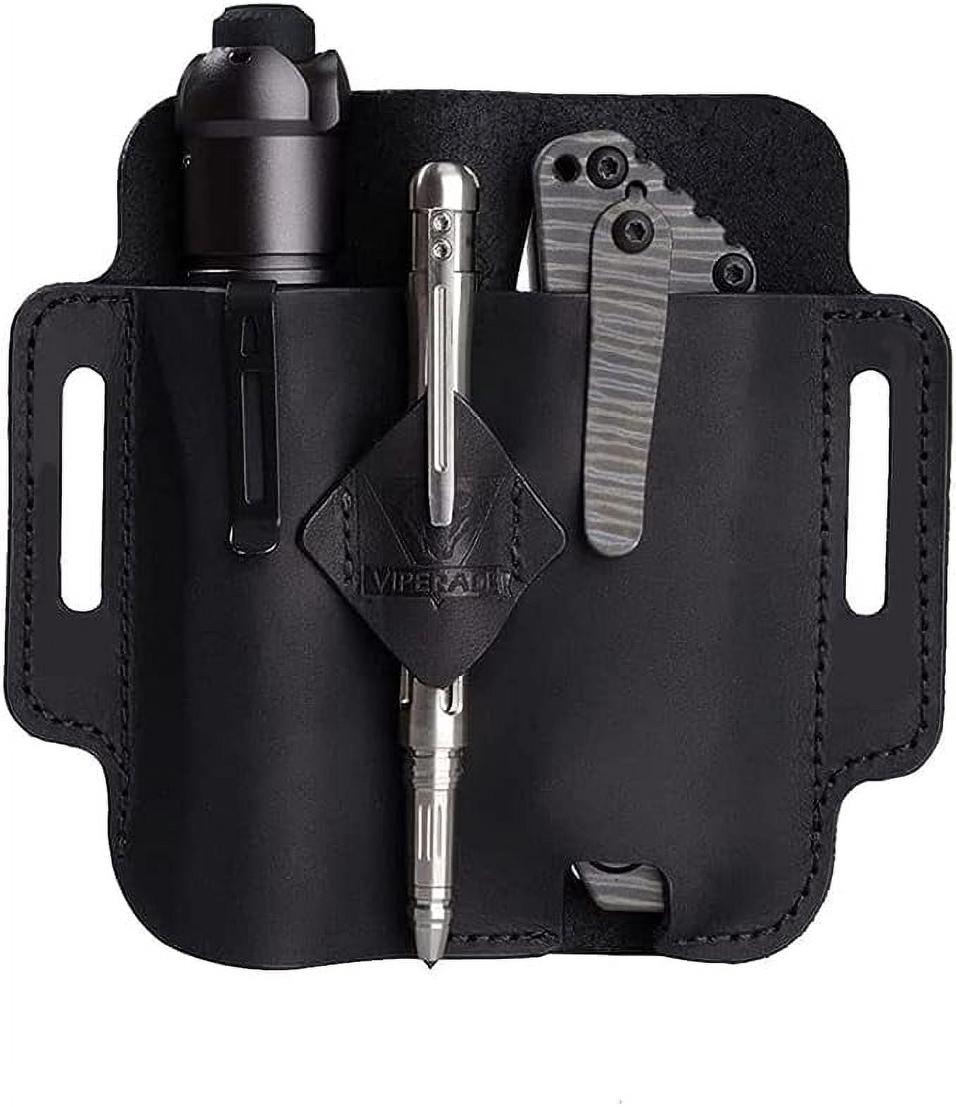 VIPERADE PL3 Multitool Scheide leren scheide met doe-het-zelf patchbereik, EDC zakken organizer voor heren voor leren multitool, zaklamphouder met pen, EDC-riemorganizer met sleutelhouder