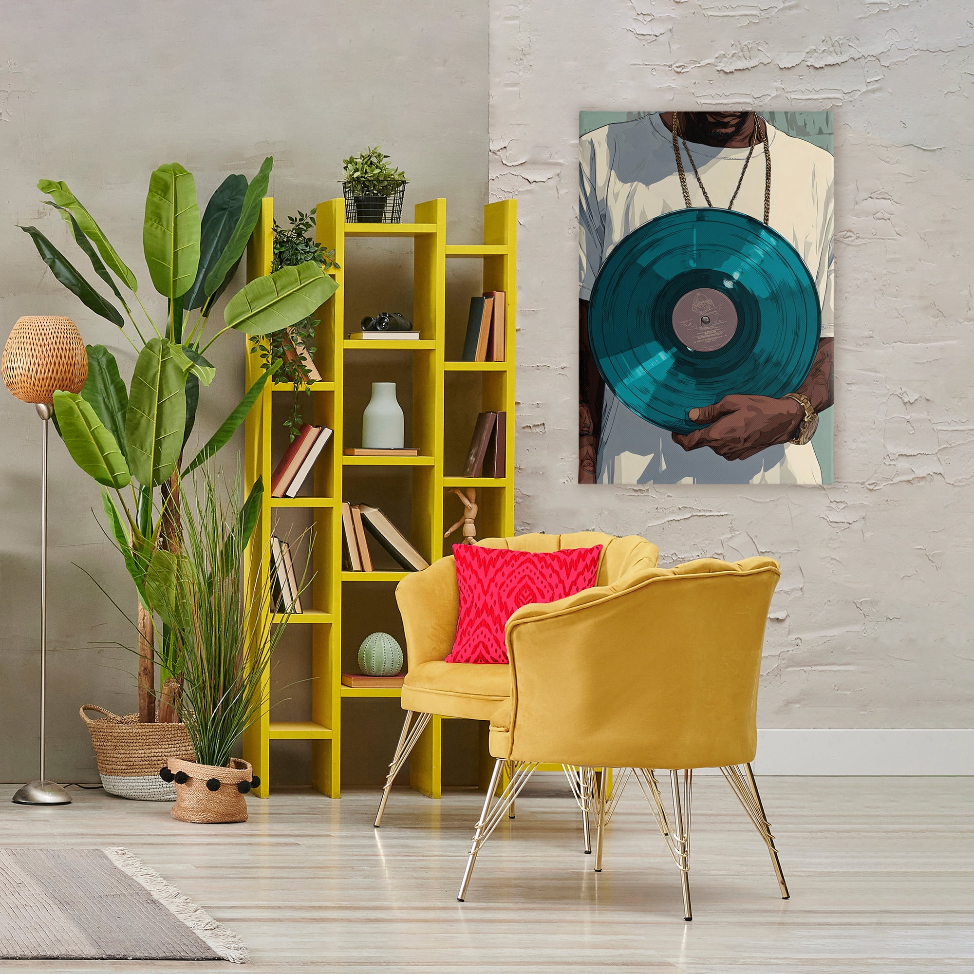 Stupell Industries Musician & Blue Music Record Canvas Wall Art, design by Franklyn Gregory