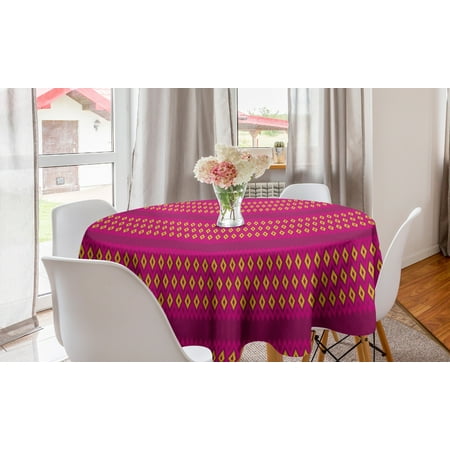 

Ethnic Round Tablecloth Geometrical Pattern with Traditional Design in Pink and Yellow Circle Table Cloth Cover for Dining Room Kitchen Decor 60 Magenta Hot Pink Yellow by Ambesonne