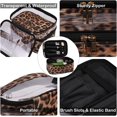 thumbnail image 4 of Bolsa de cosméticos de doble capa, bolsa de aseo grande, bolsa de maquillaje de viaje, bolsa organizadora para niñas y mujeres, portátil, impermeable, plegable (leopardo), 4 of 6