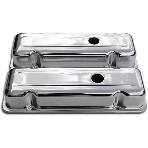 Cobra-Tek Fits 1980-1984 Chevy 229 3.8L V6 Engine Short Chrome Steel Valve Covers 2.5" Ht