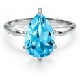 thumbnail image 3 of Gem Stone King 14K White Gold Swiss Blue Topaz Solitaire Engagement Ring for Women | 3.73 Cttw | Pear Shape 12X8MM | Gemstone November Birthstone | Size 7, 3 of 6