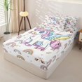 thumbnail image 2 of Metsweet Cute Magical Unicorn Zipper Twin Comforter Sets with Fitted Sheet and 2 Pillowcases, Kawaii Rainbow Zipper Bedding Set,4-Piece,Pink Reversible, 2 of 6