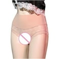 thumbnail image 2 of TMOYZQ Women's High Waisted Floral Lace Crotchless Panties No Show Cheeky Underwear Stretch Breathable Seamless Bikini Panties Briefs Underpants Naughty Lingerie, 2 of 7
