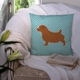 thumbnail image 3 of Norfolk Terrier Checkerboard Blue Fabric Decorative Pillow, 3 of 4