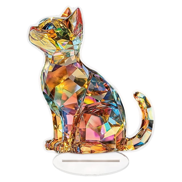 Décoration de Bureau Colorée Logo Décoratif Acrylique Chat Coloré 2D Décoration Plate Mini Chat Décoration de Bureau Décoration Maison Animal de Bureau