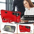 thumbnail image 4 of for Samsung Galaxy A14 5G Wallet Case with Card Holder, Hand Wrist Strap Loop Holder Kickstand, Finger Grip Ring Buckle PU Leather Double Buttons Shockproof Cover for Samsung Galaxy A14 5G, Red, 4 of 10