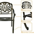 thumbnail image 5 of 2 Piece Outdoor Cast Aluminum Patio Chairs, Bistro Dining Chair Set for Patio Furniture Garden Deck Backyard, Floral Design, 5 of 7